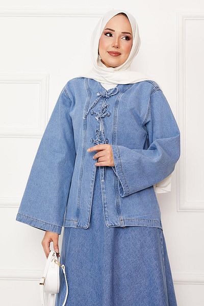 EBRUTESETTÜR Lace Detailed Skirted Denim Double Set