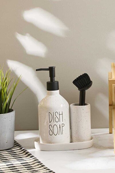 CENGİZ ÇEYİZ SAPONE White Fırçalı Sabunluk Seti 400-500 ml PER16747