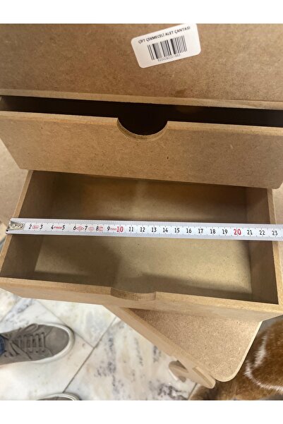 Ahşap Hobi Boyanabilir Iki Çekmeceli Alet Ve Dikiş Kutusu