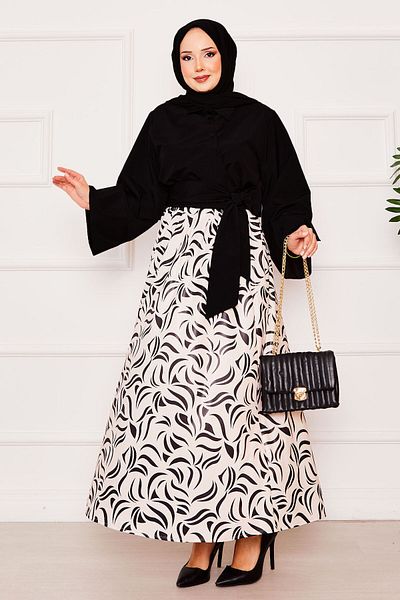 EBRUTESETTÜR Shirt Self Belted Wide Sleeve Skirt Suit