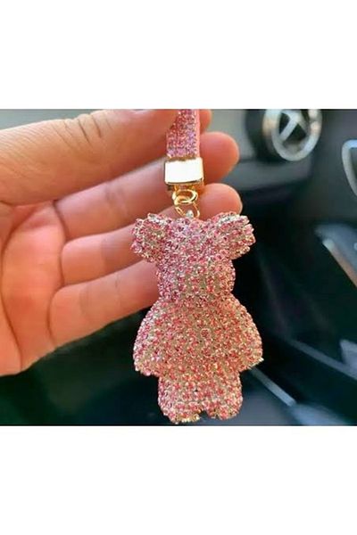 PARLAK EVREN Rocky Pink Teddy Keychain or Bag Accessory