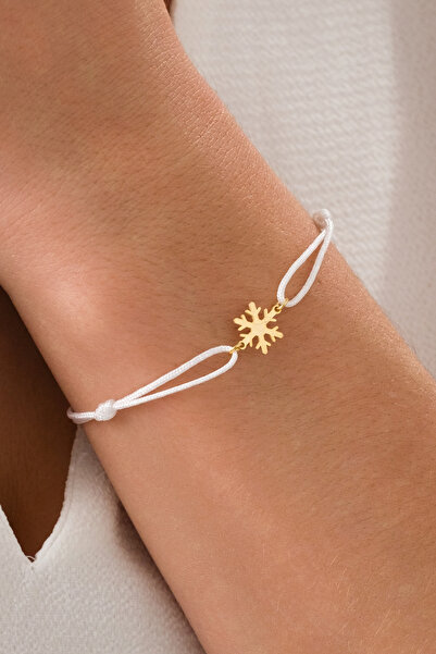 VEELKA 14 Ayar Altın İpli Bileklik, Kar Tanesi Altın Bileklik, Ayarlanabilir ...