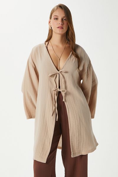 Ritnice Kimono de damă Sandra, 100% bumbac, muselină, cu șireturi