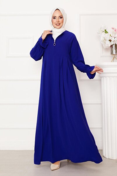 EBRUTESETTÜR Yarım Fermuarlı Tesettür Elbise