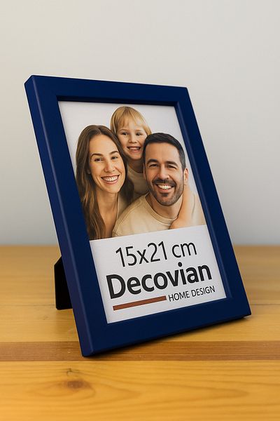 DecovianHomeDesign Modern Natural Wood 15X21 Photo Frame - Navy Blue Color, Standing Desktop Frame-Without Picture