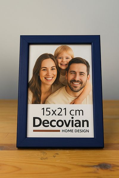 DecovianHomeDesign Modern Natural Wood 15X21 Photo Frame - Navy Blue Color, Standing Desktop Frame-Without Picture