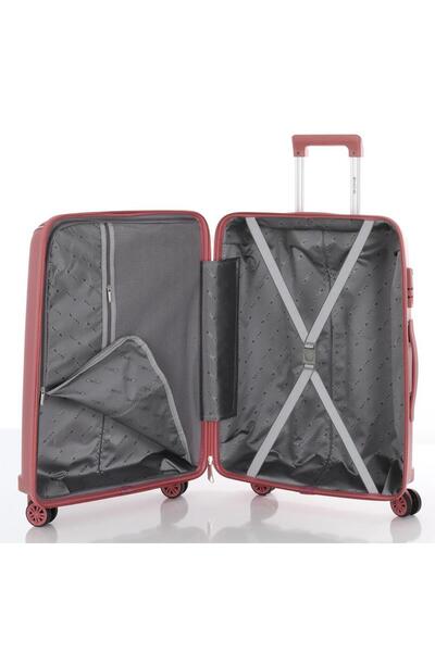 MÇS Bavul Büyük ve Kabin 2li Set Kırılmaz Silikon Valiz V305 KoyuPudra