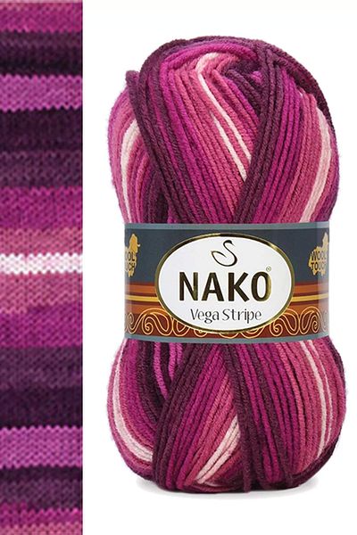 NAKO 1 Piece Vega Stripe Premium Acrylic Hand Knitting Yarn Wool No: 82413