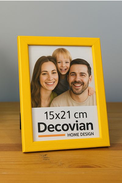 DecovianHomeDesign Natural Wood Modern Standing Single 15X21 Photo Frame - Yellow Color Desktop Frame-Without Picture