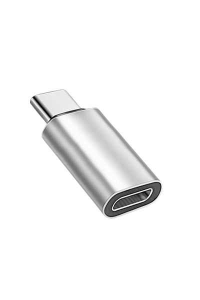 Evelise Adaptor de încărcare rapidă, Lightning / Type-C, Redare muzică, Transfer date, 5A, Argintiu
