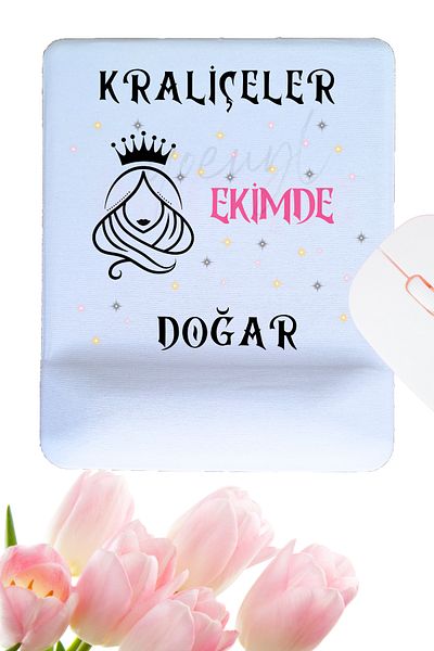 qoeuyl boutique Queens Are Born This Month Printed Birthday Special Day Gift Oval/Square Wrist Supported Mousepad