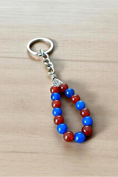 CRAZY TAKI TASARIM 8 MM AGAT PIATRA NATURALA CLARET ROȘU-ALBASTRU CHEI