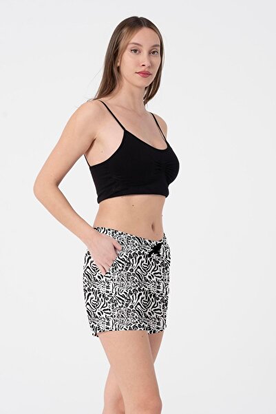 Miami Beach Κοντό γυναικείο σορτς με δύο τσέπες με λεοπάρ σχέδιο 843