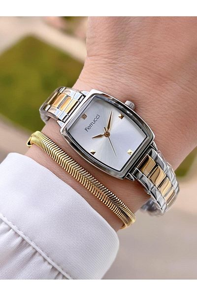 Ferrucci Steel Cord 2 Years Warranty 3 Atm Water Resistant Women Wrist Watch+Bracelet Bfc.03210.04