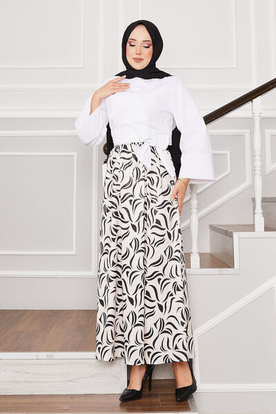 EBRUTESETTÜR Shirt Self Belted Wide Sleeve Skirt Suit