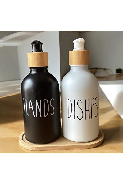 Brokoli Home 300 ml Seramik Görünümlü Cam Sıvı Sabunluk Ve Deterjan Şişe Seti...