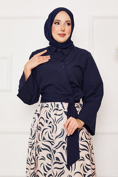 EBRUTESETTÜR Shirt Self Belted Wide Sleeve Skirt Suit