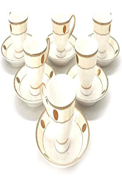 KITCHEN SOUQ طقم فناجين شاي وصحن من 12 قطعة - تصميم بورسلين أنيق