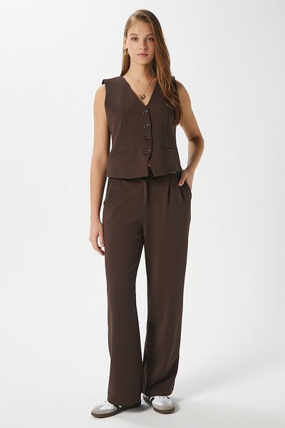 Ritnice Women's Petra Brown Vest Lycra Pants Bottom Top Set