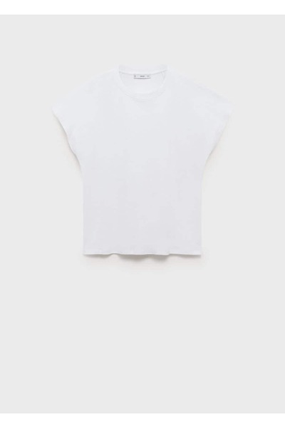 MANGO Woman Βαμβακερό μπλουζάκι με στρογγυλό γιακά