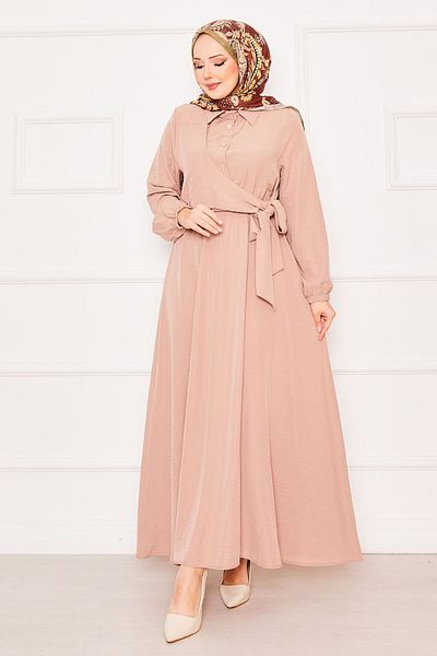 EBRUTESETTÜR Hijab Dress with Side Tie and Elastic Waist