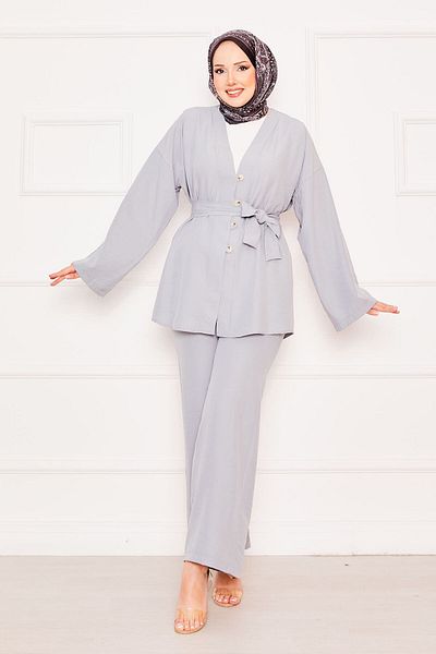 EBRUTESETTÜR Double Hijab Suit with Kimono