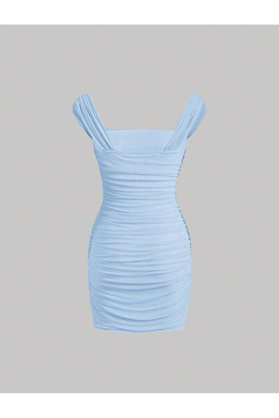 Dressco Lında - Kalın Askılı Büzgü Drapeli Mini Elbise