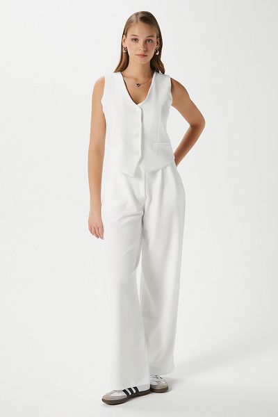 Ritnice Women's Petra White Vest Lycra Pants Bottom Top Set