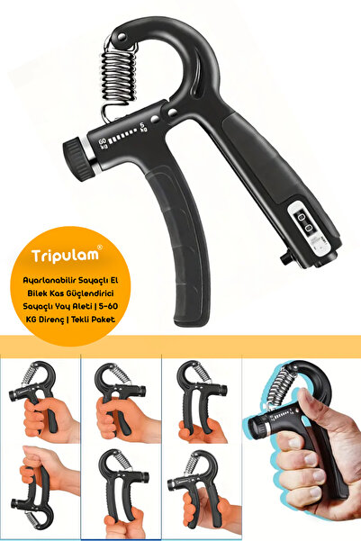 TRİPULAM Ayarlanabilir Sayaçlı El Bilek Kas Güçlendirici Sayaçlı Yay Aleti | ...