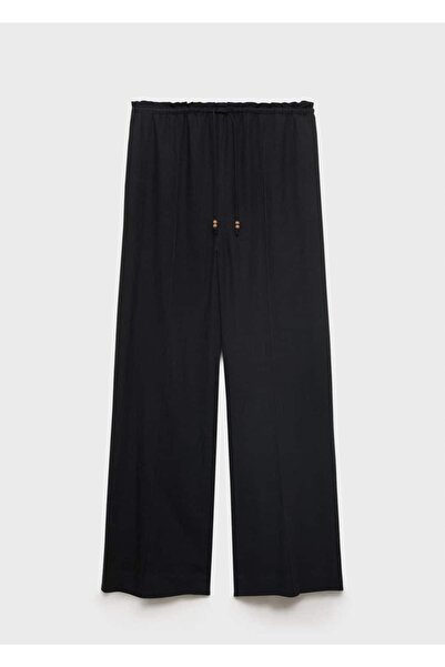 MANGO Woman Keten karışımlı beli elastik pantolon