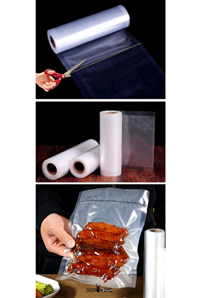 MCA Deerhome 20cm X 5m Rulo Tırtıklı Vakum Makinesi Poşeti Vakum Poşeti