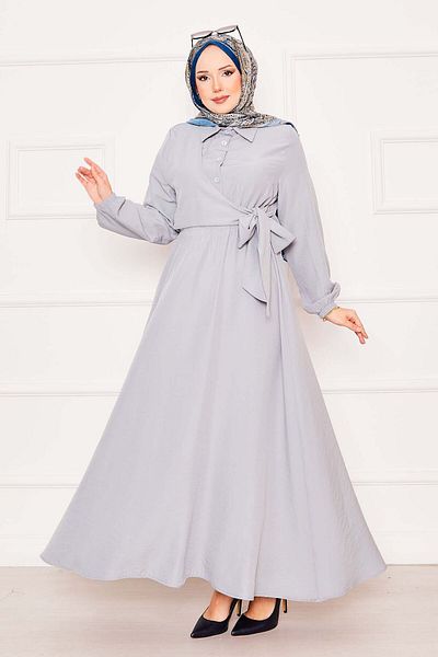 EBRUTESETTÜR Hijab Dress with Side Tie and Elastic Waist