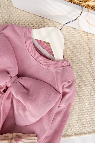 Babymod 100% Cotton 2-Piece Baby Girl Set with Bow Pink