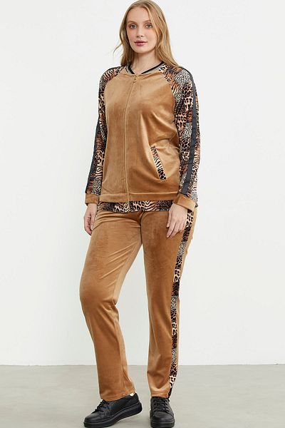 Sementa Σετ αθλητική φόρμα Leopard Combination Velvet - Μπεζ