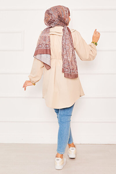 EBRUTESETTÜR Double Collar Lace-Up Waist Hijab Shirt