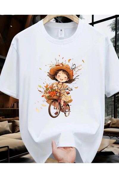 Pink Sky Cotton Oversize Printed Short Sleeve Crew Neck Casual Daily T-Shirt