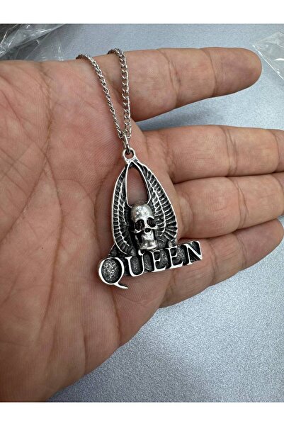 Yuchicly قلادة معدنية تحمل شعار فرقة كوين - لون فضي |   إكسسوار رجالي ونسائي ...