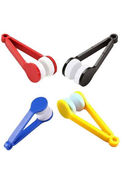 Evelise Set of 4 SoftTouch Microfiber Glasses Cleaning Tools with 2 Heads, Key Ring Holder, 7 x 2 cm