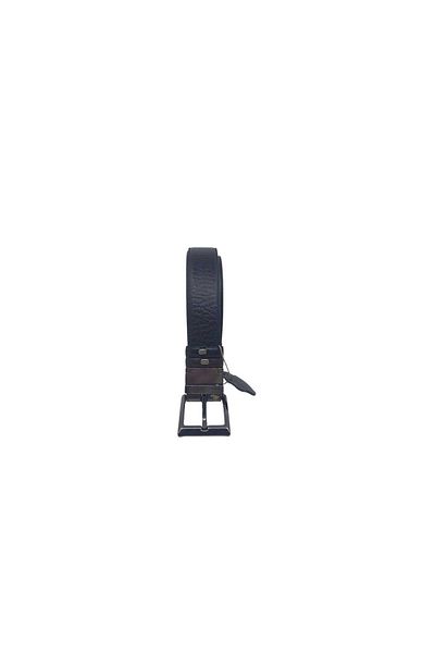 Zerhan 450 Men's Black - Dark Brown Double Sided Use Genuine Leather Fabric Belt 3 cm