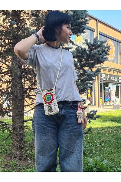 nazegram Rope Knitted Patterned Paper Phone Bag