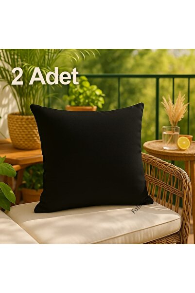 fabricorg Punch'a Uygun Duck Bezi Kırlent Kılıfı Siyah (40x40 Cm) 2 Adet