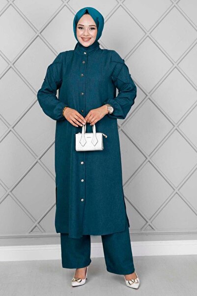 EBRUTESETTÜR أكمام حواف أسطوانية ثنائية اللون باللون الأخضر البترولي