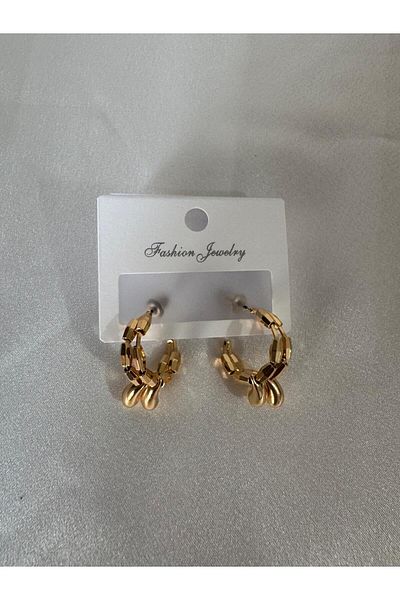 PARLAK EVREN Hoop Gold Color Steel Earrings