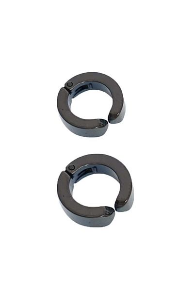 colezium Men's Earrings - 2 Pieces Black Steel Stud Earrings Stainless Steel Black Earrings
