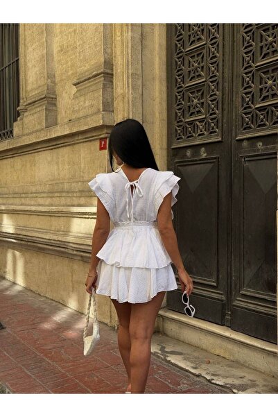 Ekim Store Μίνι σορτς από μουσελίνα με διπλό στήθος