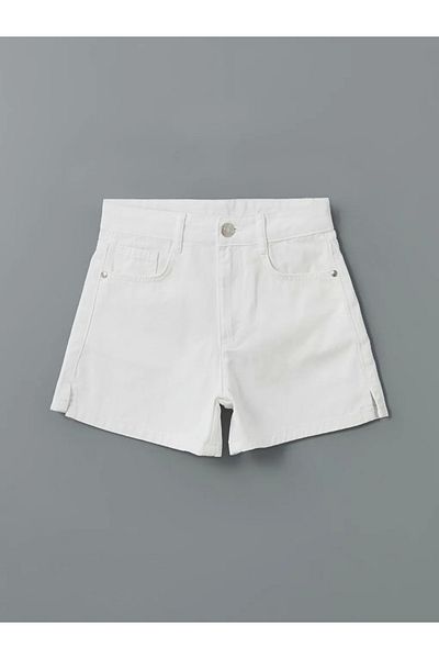 LC Waikiki Lcw Kids White Girl's Shorts with Adjustable Waist Elastic