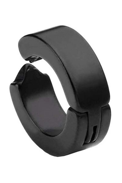 colezium Men's Earrings - 1 Piece Black Steel Stud Earrings Stainless Steel Black Earrings