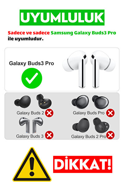 EWEC Samsung Galaxy Buds3 Pro ve Buds4 Pro Uyumlu Üç Boyut Premium Yedek Silikon Kulaklık Uçları (S, M, L)
