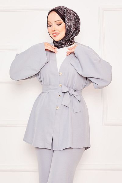 EBRUTESETTÜR Double Hijab Suit with Kimono