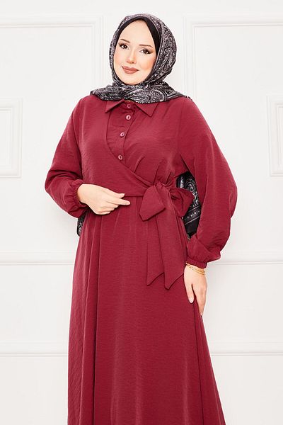 EBRUTESETTÜR Hijab Dress with Side Tie and Elastic Waist
